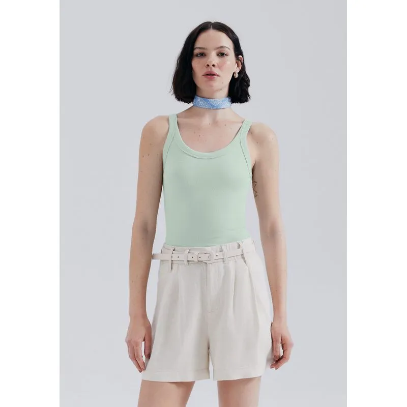 Regata Básica Feminina Slim Rib - Verde M