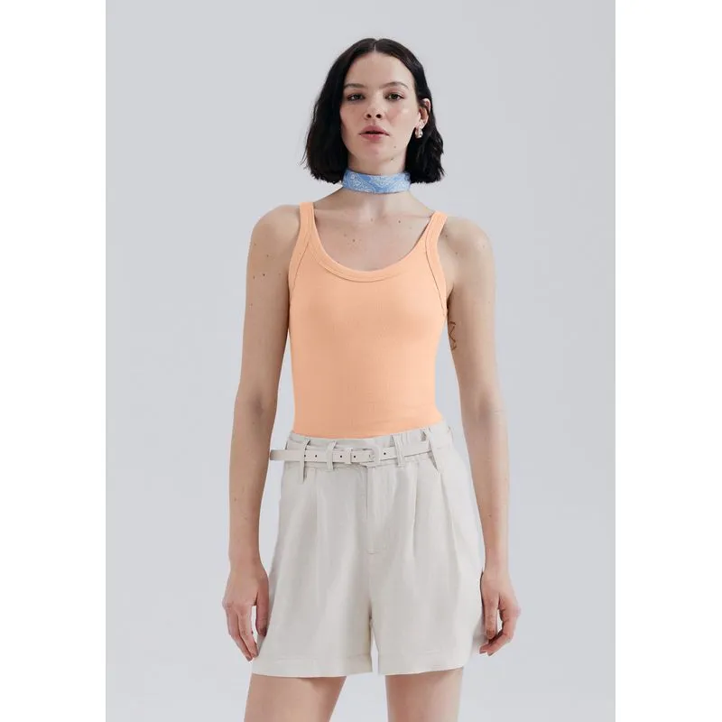 Regata Básica Feminina Slim Rib - Laranja M