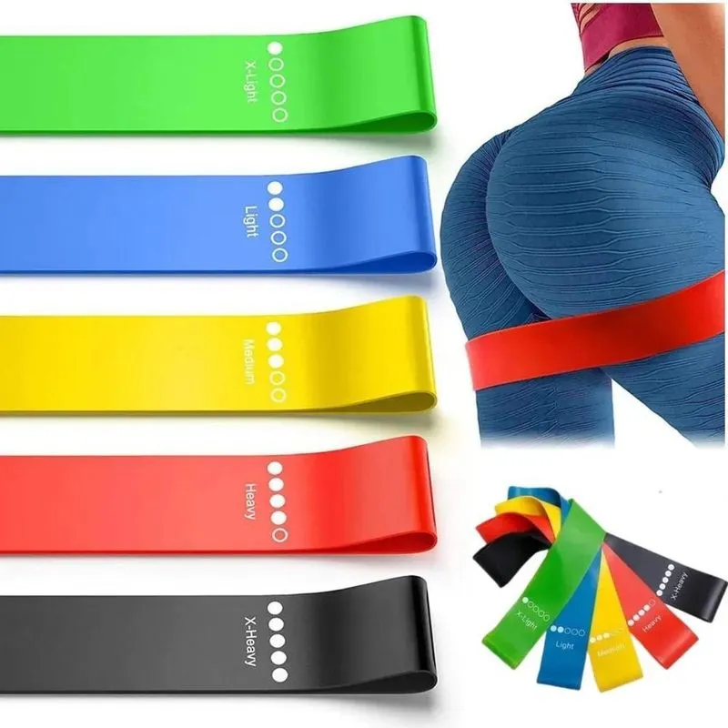 5x Kit De 5 Faixa Elástica Miniband Treino Pilates E Crossfi