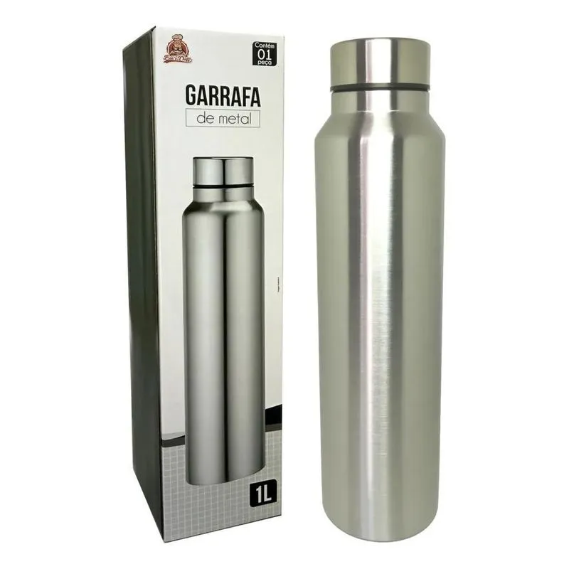 10x Bonscheff Garrafa De Água Squeeze Aluminio 1 L Cor Meta