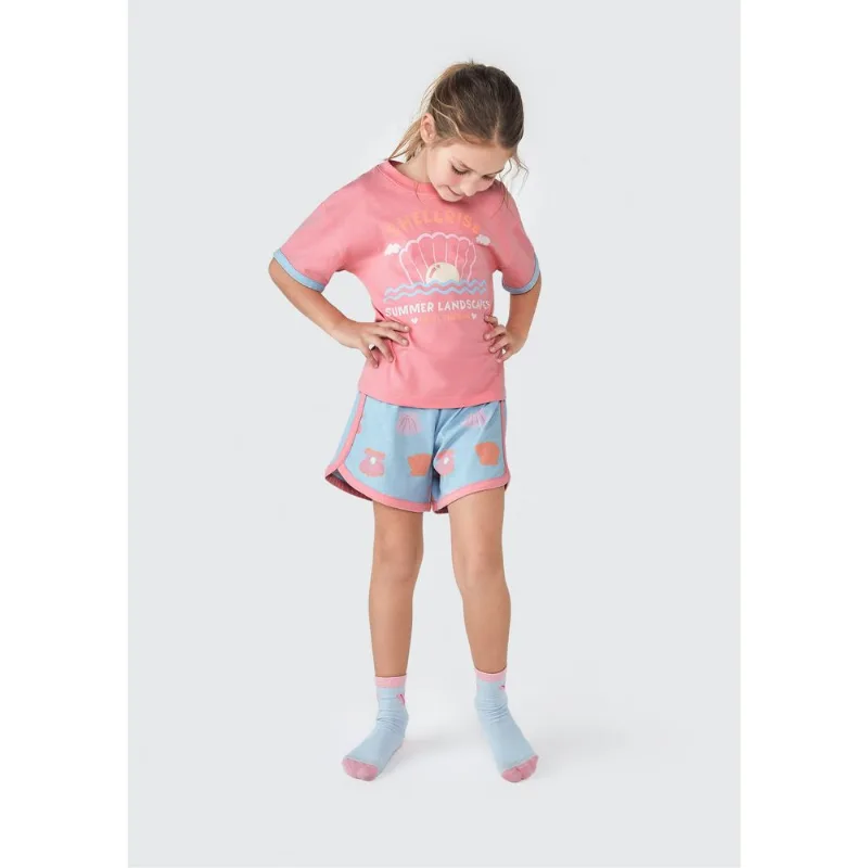 Pijama Curto Infantil Menina Que Brilha no Escuro - Rosa 010