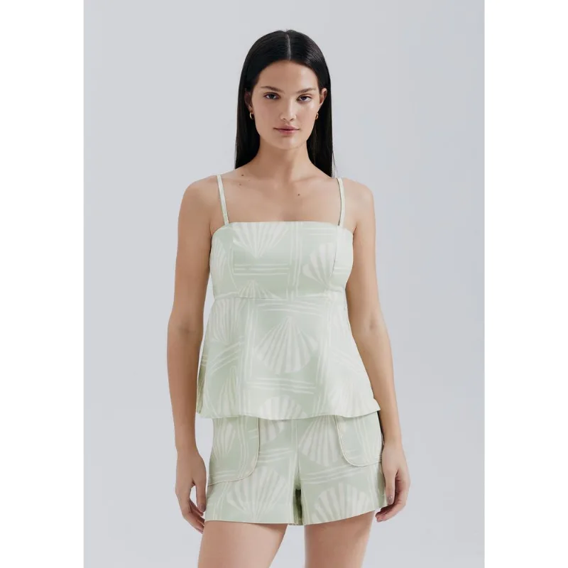 Regata Feminina Estampada Em Viscose - Verde XP