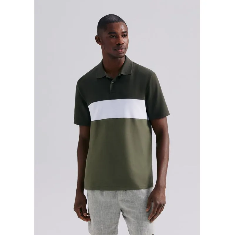 Camisa Polo Masculina Comfort Com Recortes - Verde XXG