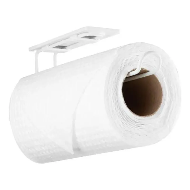 Suporte Porta Rolo De Papel Toalha Fita 3m Multiuso Branco