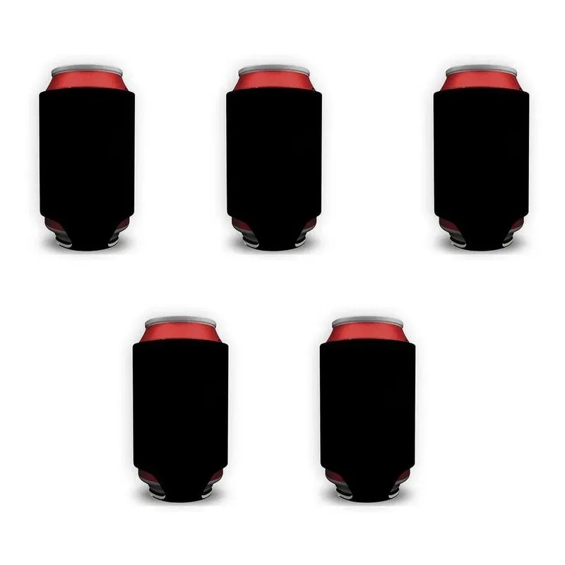 5 Porta Lata 350ml Em Neoprene Preto Viagem Cerveja Tér Pret