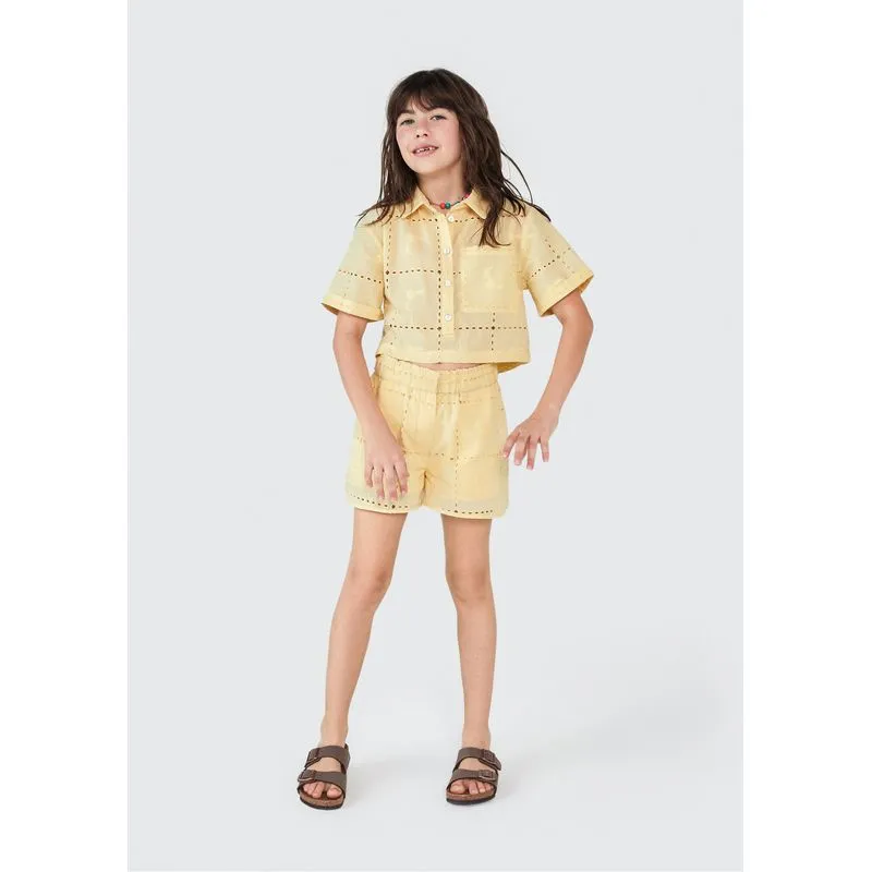 Shorts Infantil Menina - Amarelo 010
