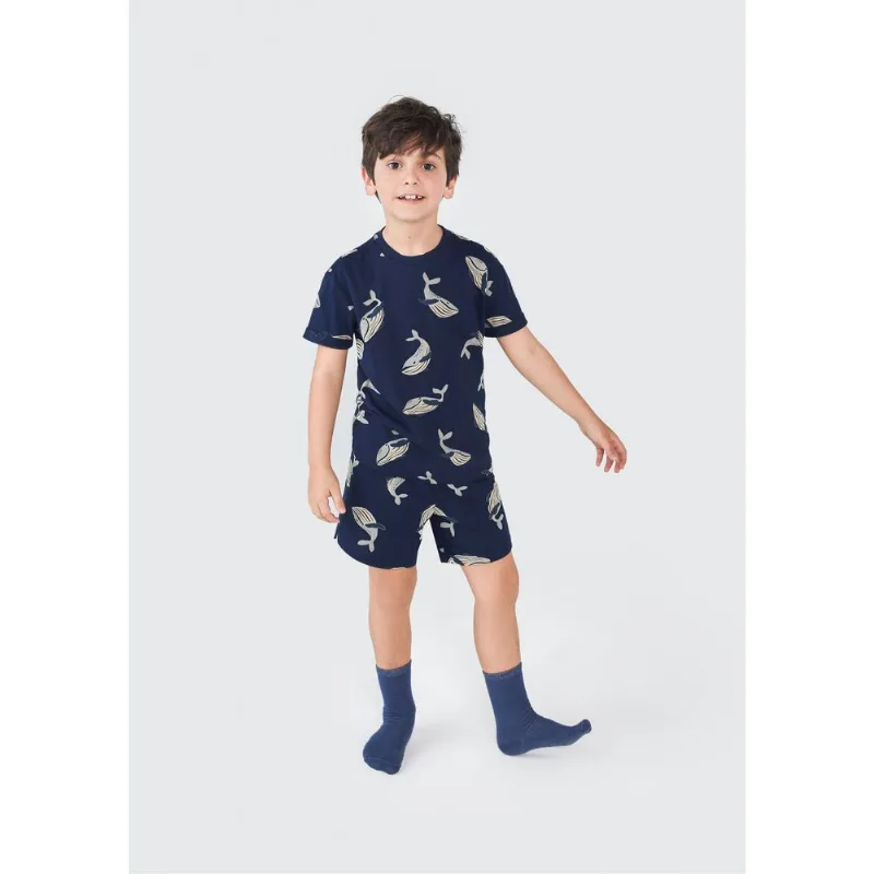 Pijama Curto Infantil Menino Estampado - Azul 014