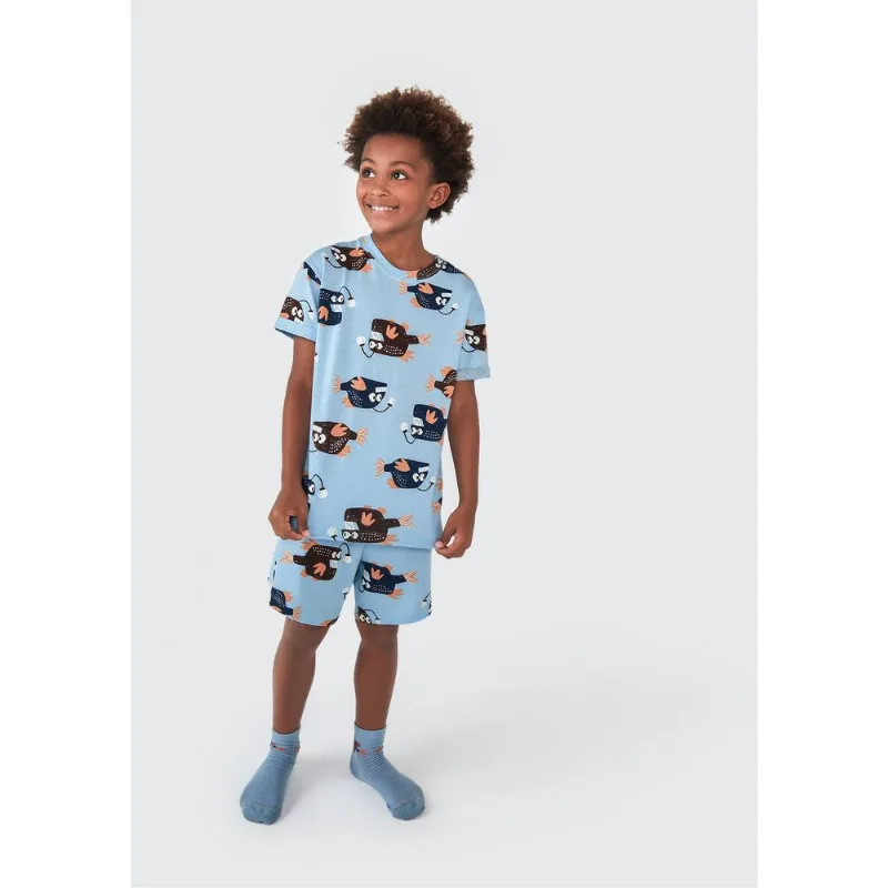 Pijama Curto Infantil Menino Estampado - Azul 004