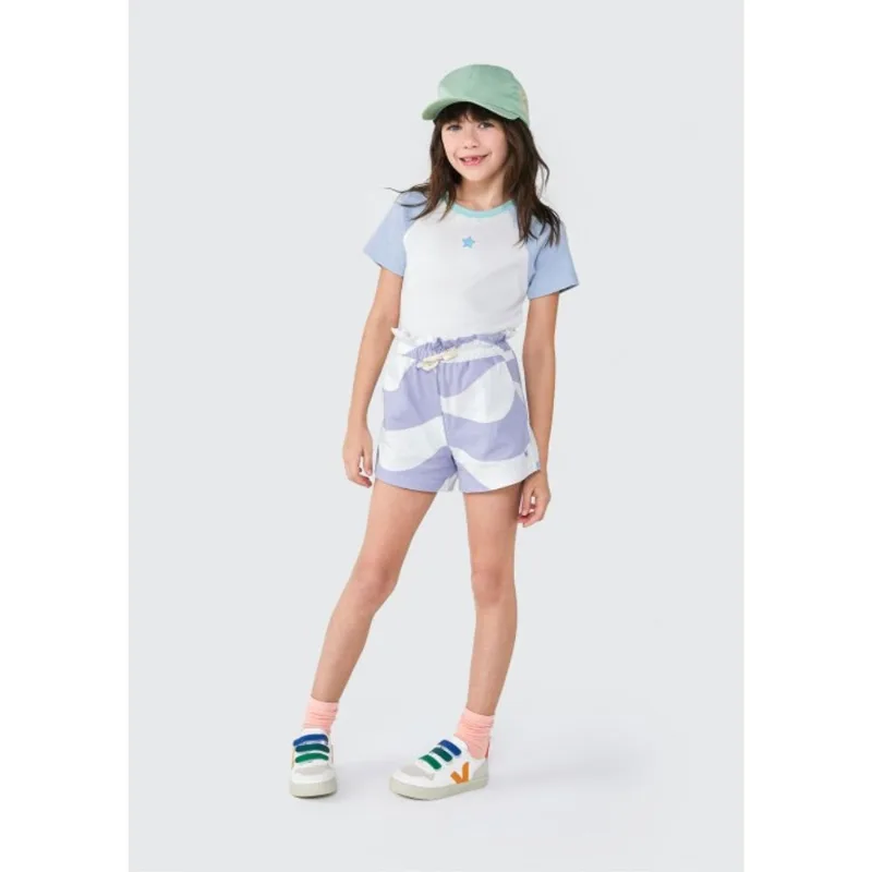 Shorts Básico Infantil Menina Clochard Estampado - Off white 010