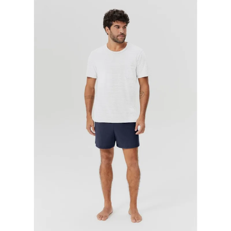 Pijama Curto Masculino Fio Tinto Listrado - Off white P