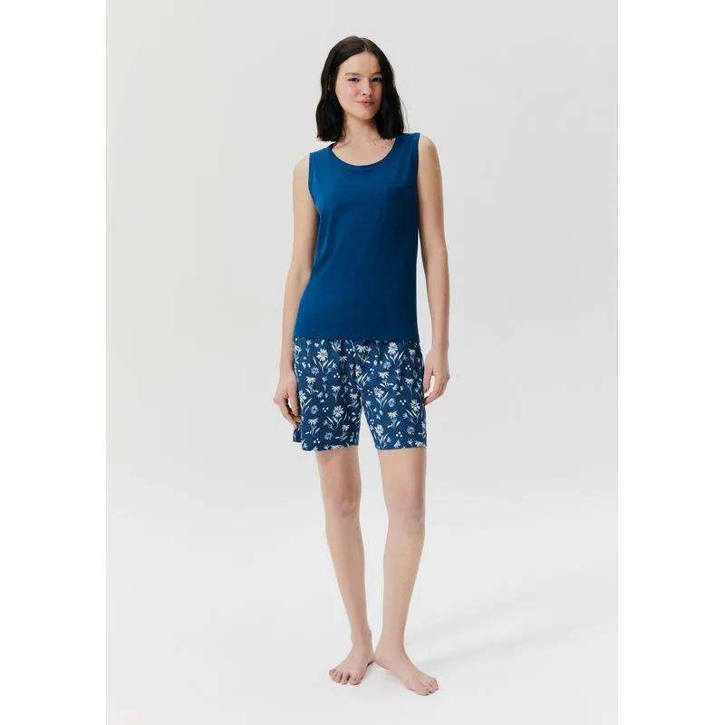 Pijama Curto Feminino Amplo Estampado - Azul G