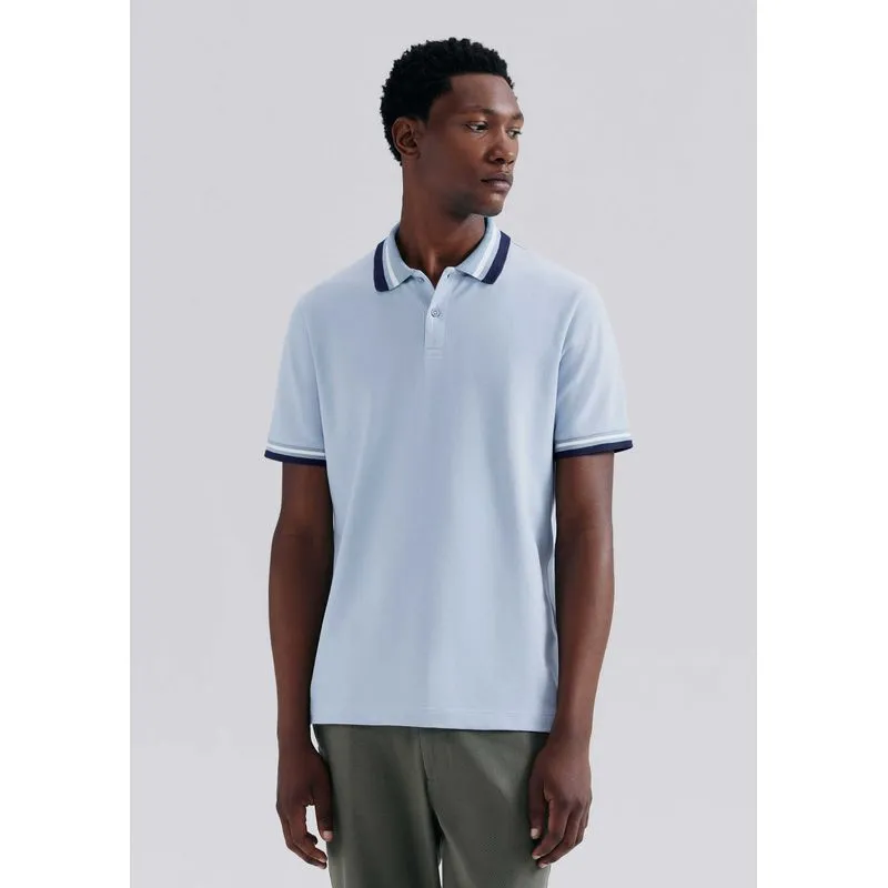 Camisa Polo Masculina Manga Curta Com Retilínea - Azul XG