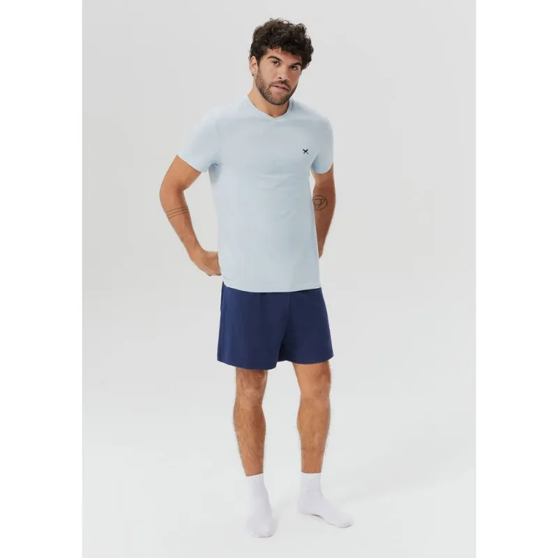 Pijama Masculino Curto Em Malha - Azul M