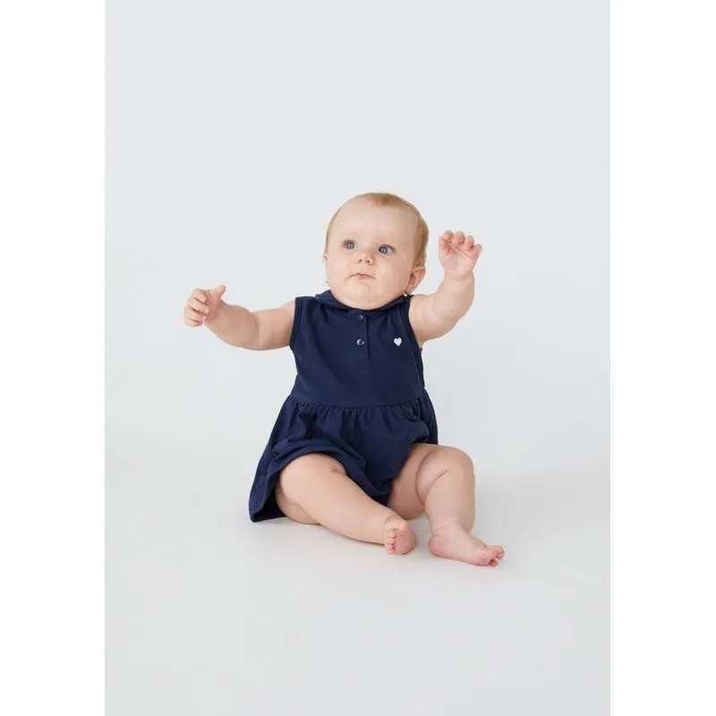 Body Vestido Bebê Menina Gola Polo Hering Kids - Azul 12M