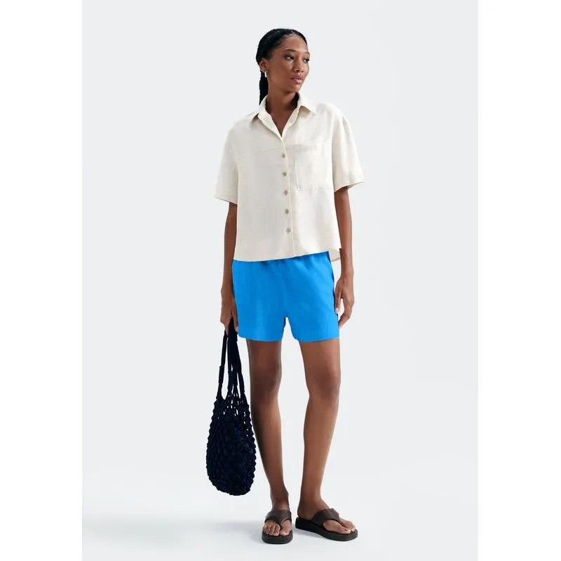 Shorts Feminino Em Viscolinho - Azul P
