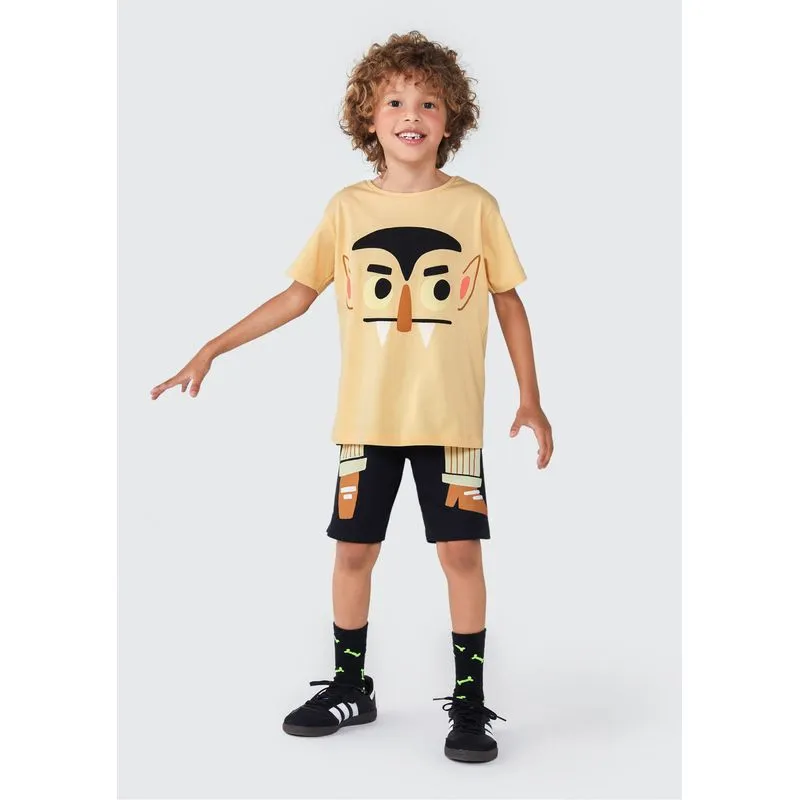 Conjunto Infantil Menino Vampiro - Amarelo 004