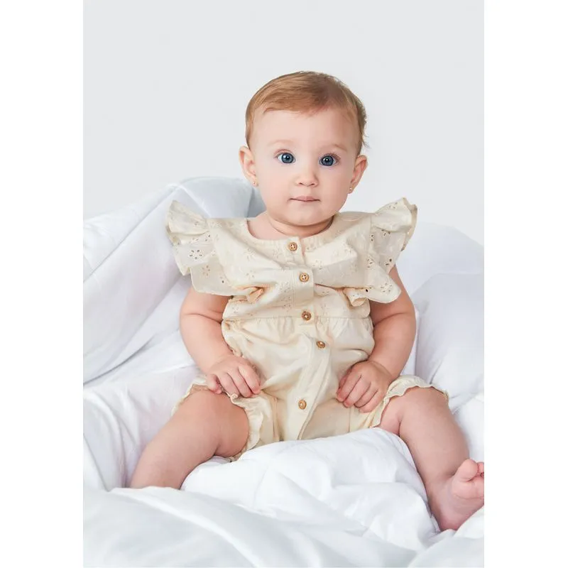 Banho de Sol Bebê Menina Com Babados - Bege 03M