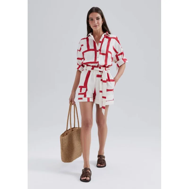 Shorts Feminino Clochard Estampado - Vermelho XG