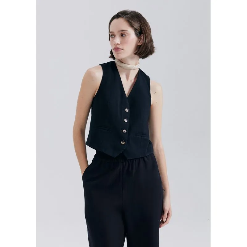 Colete Feminino Em Alfaiataria Eco - Preto P