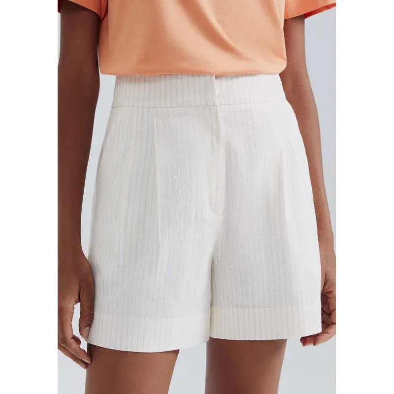 Shorts Feminino Em Alfaiataria - Off white 040