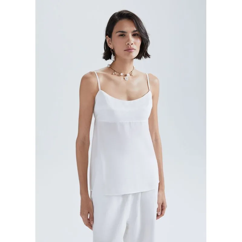 Regata Feminina Evasê Em Modal - Off white G