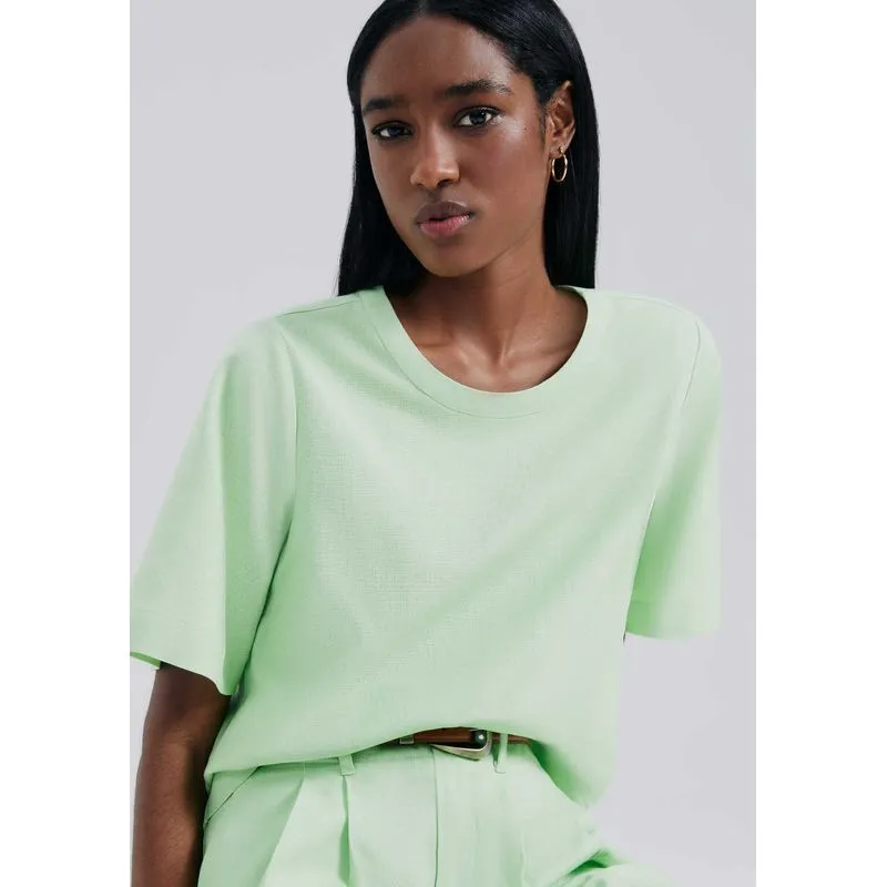 Blusa Feminina Manga Média Com Linho - Verde G