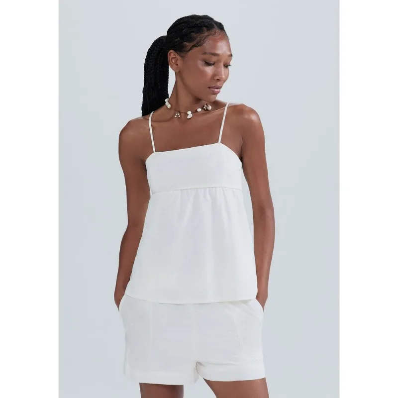 Regata Feminina Evasê Bordada - Off white XP