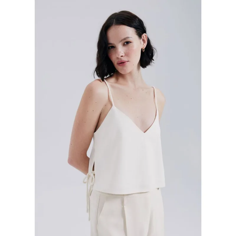 Regata Feminina Com Linho - Creme M