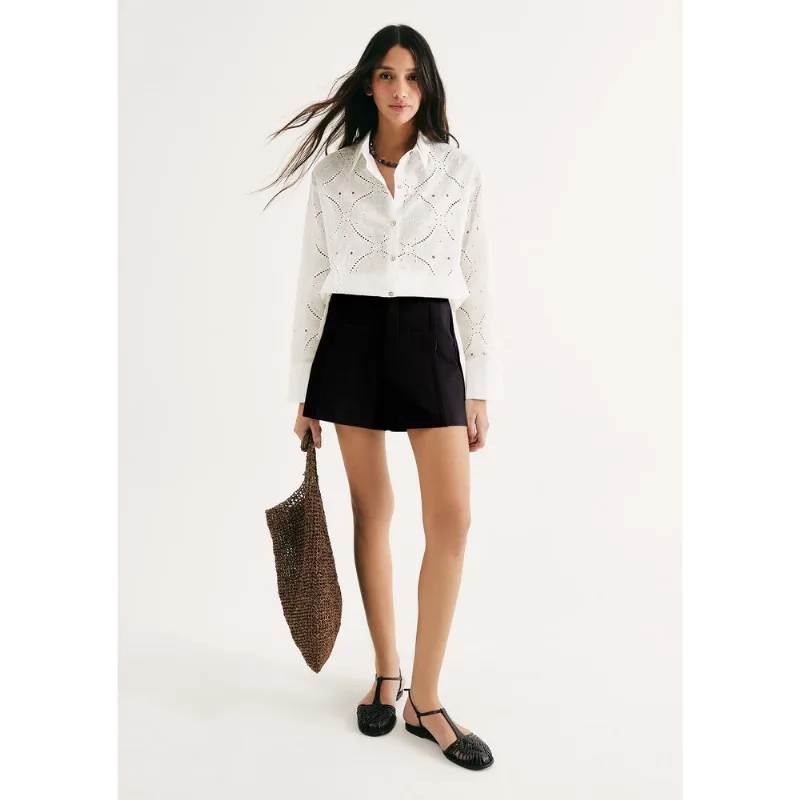 Shorts Feminino Em Alfaiataria - Preto 036