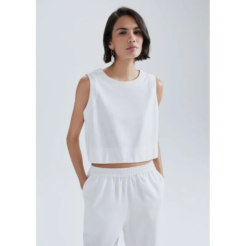 Regata Feminina Com Linho - Off white P