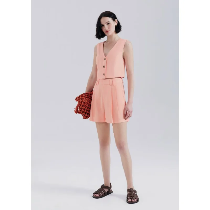 Shorts Feminino Em Alfaiataria Peach Touch - Salmão 046