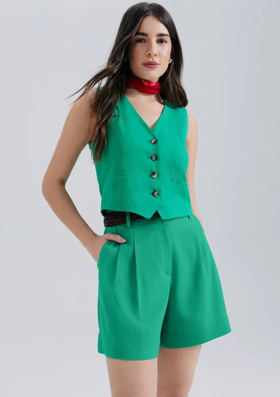 Shorts Feminino Cintura Alta Eco Hering - Verde 38