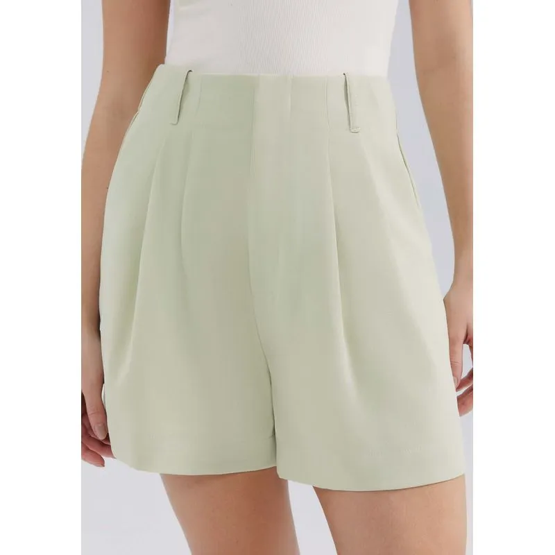 Shorts Feminino Cintura Alta Em Alfaiataria - Verde 042