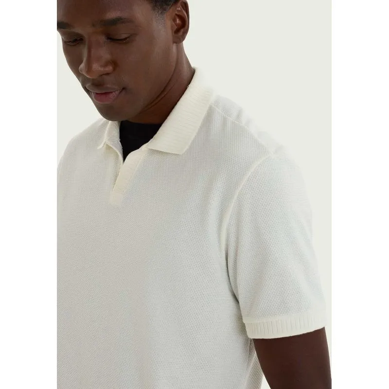 Camisa Polo Masculina Manga Curta Texturizada - Off white M