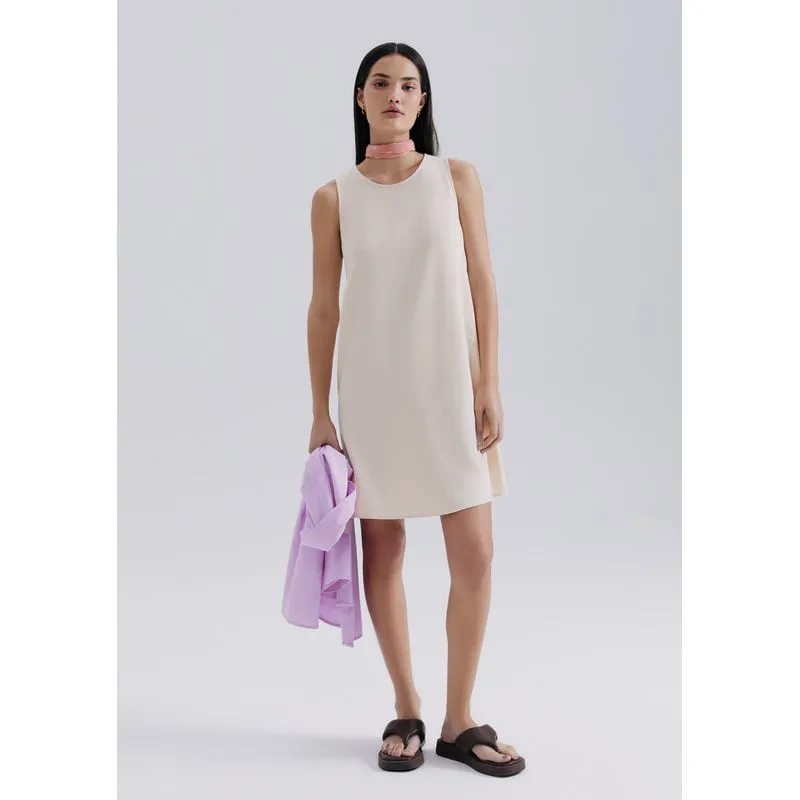 Vestido Curto Em Viscose - Nude XG