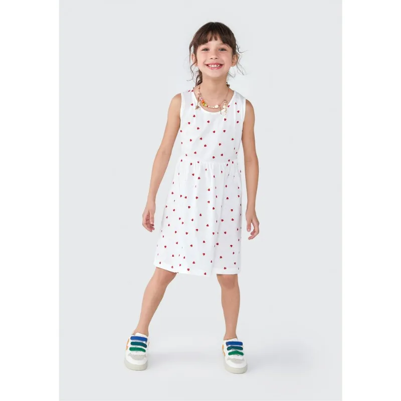 Vestido Curto Infantil Estampado - Off white 014