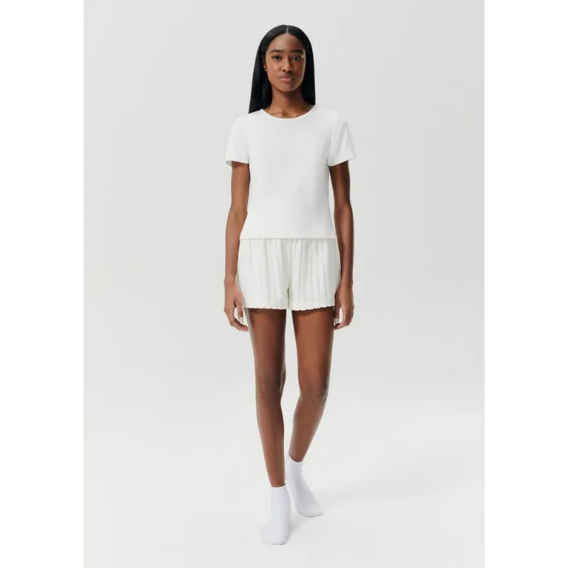 Pijama Curto Feminino Com Shorts Atoalhado - Off white P