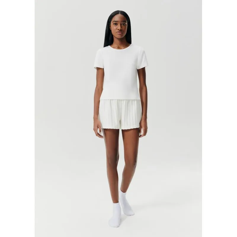 Pijama Curto Feminino Com Shorts Atoalhado - Off white M