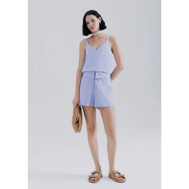 Shorts Feminino Em Alfaiataria - Lilás 036