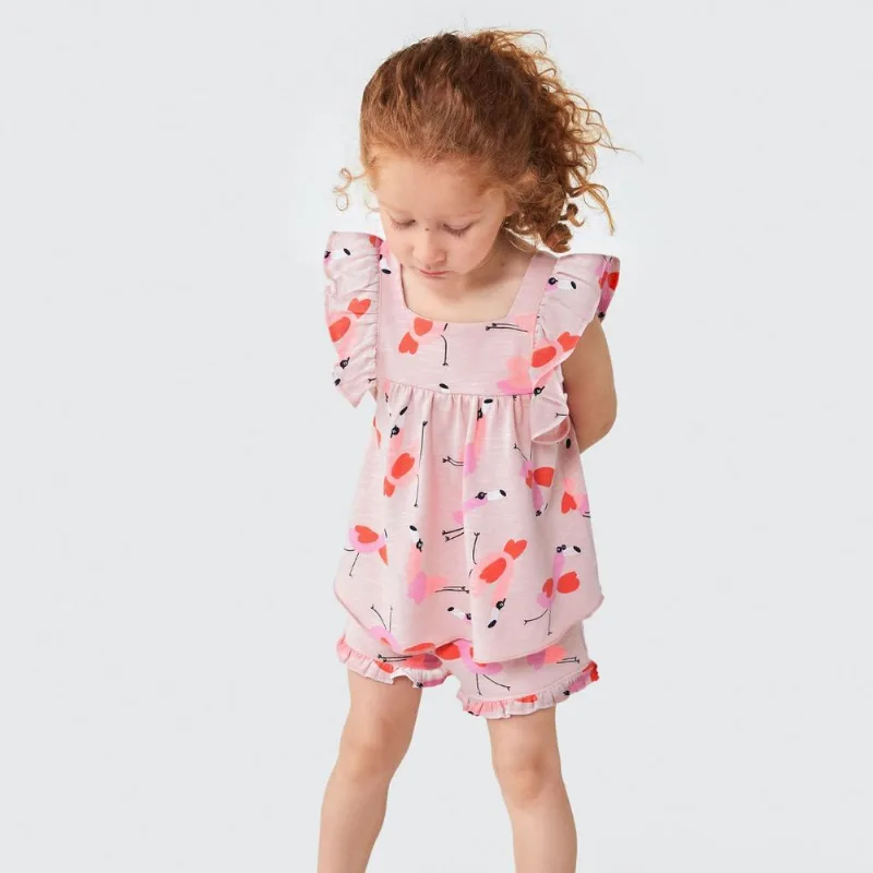 Conjunto Infantil Menina Blusa/Shorts Rosa Flamingo - Hering 4 / Rosa