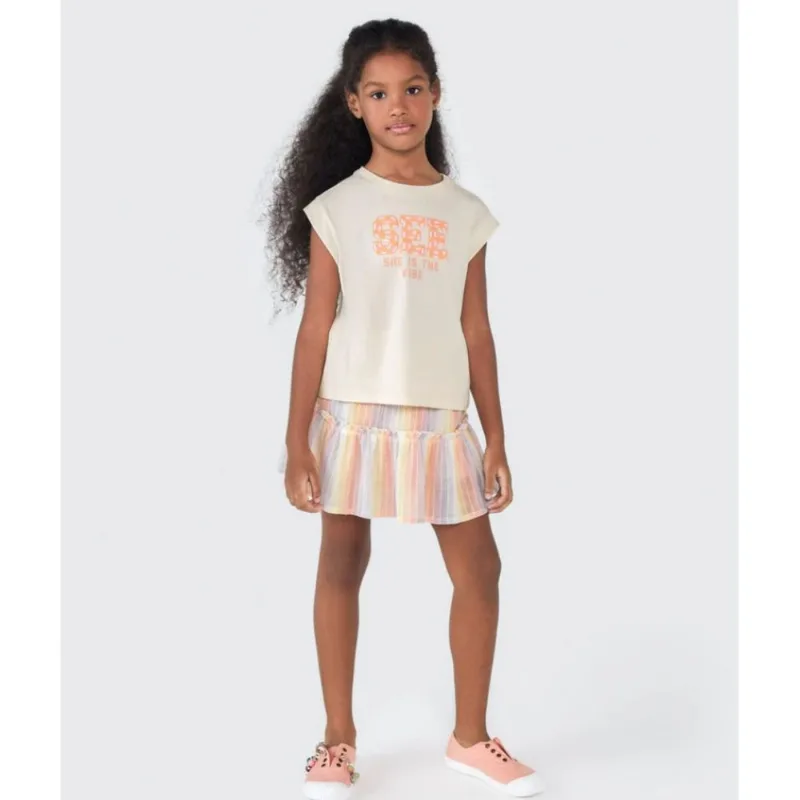 Blusa Infantil Regata Menina Bege Bordada - Hering 6 / Bege
