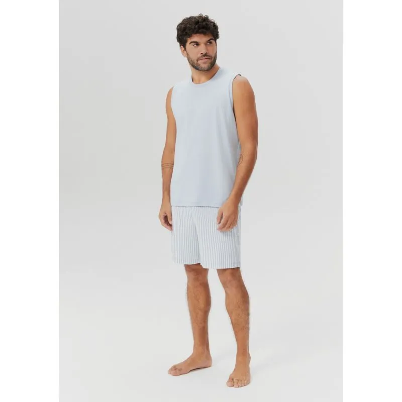 Pijama Curto Masculino Com Regata - Azul G