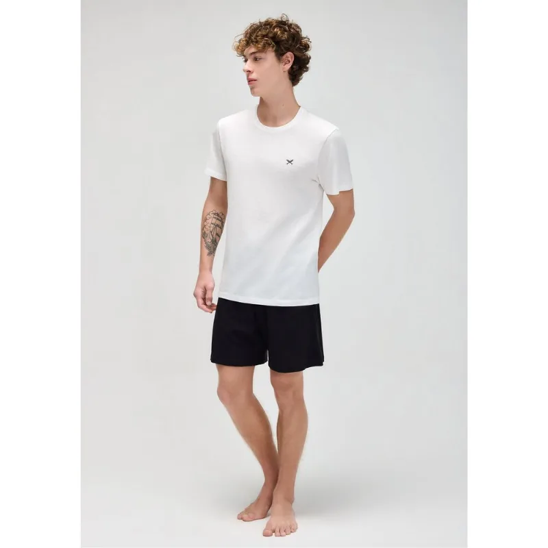Pijama Curto Masculino Com Estampa Peixinho - Off white XXG
