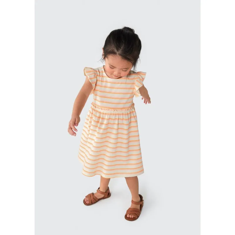 Vestido Infantil Toddler Com Babado - Laranja 004