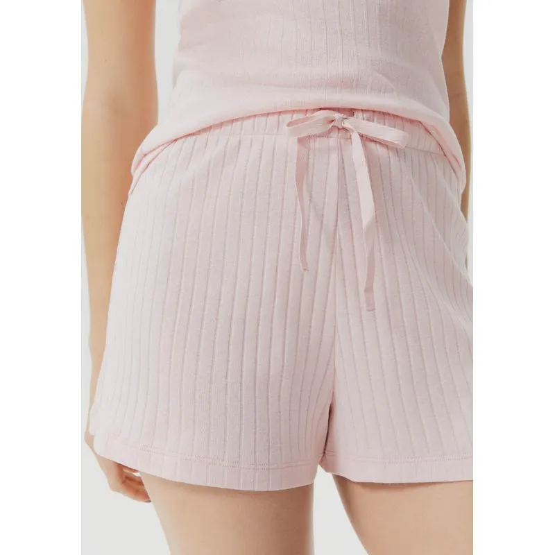 Shorts Avulso Em Ribana Canelada - Rosa M