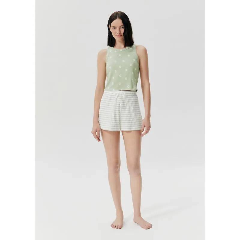 Shorts Avulso Em Ribana Canelada - Verde XP