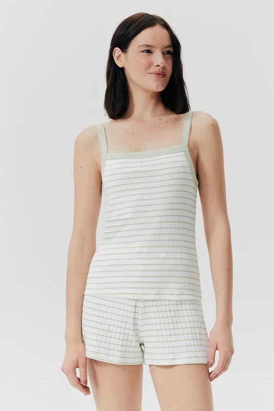 Regata Hering Intimates Feminino Avulsa Listras - Verde XG