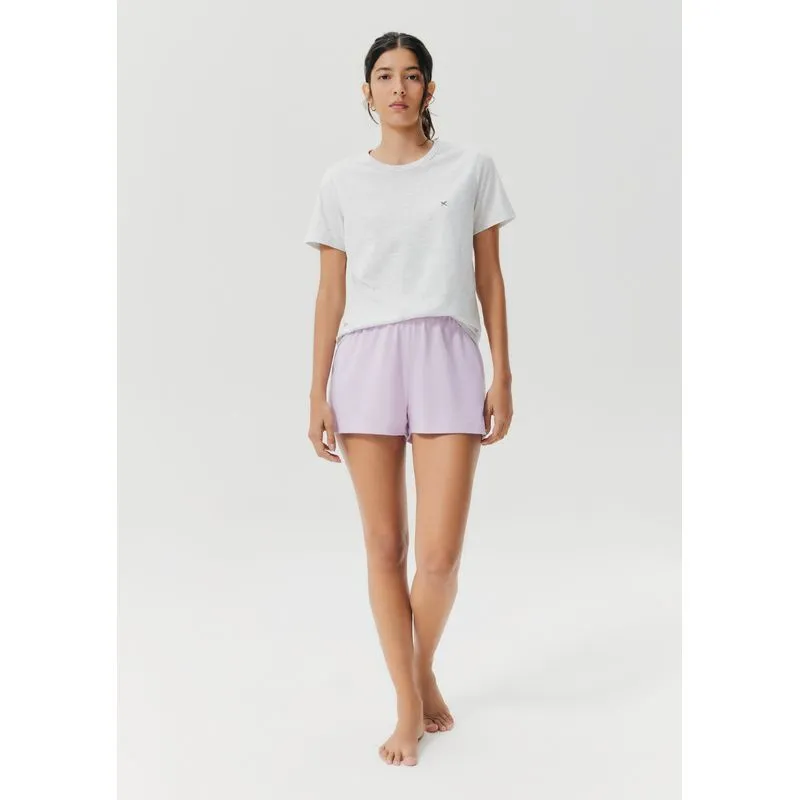 Pijama Curto Feminino Com Bordado - Cinza P
