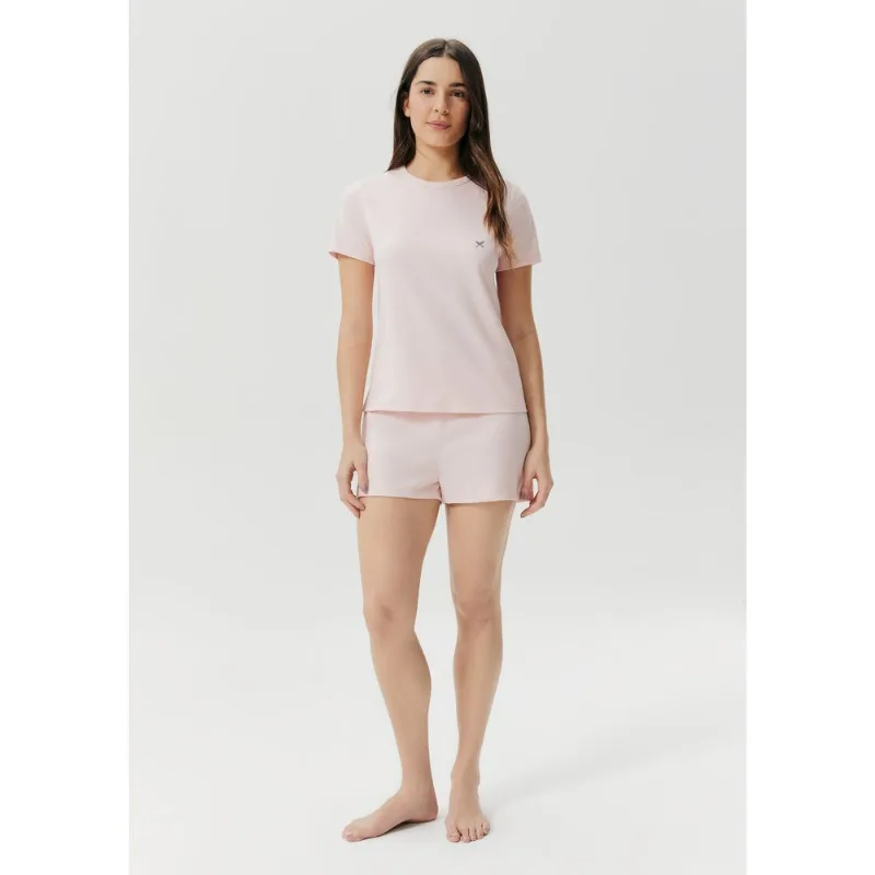 Pijama Curto Feminino Com Bordado - Rosa XP