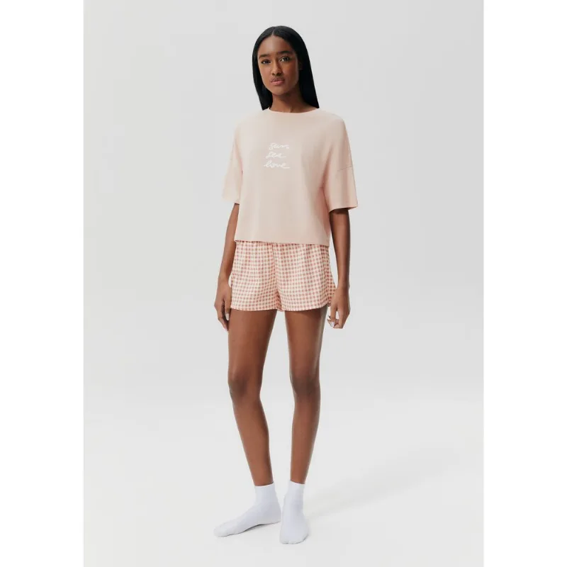 Pijama Curto Feminino Box Estampado - Rosa XG